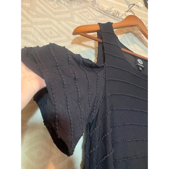 Bobeau Black Cold Shoulder Ruffle Tiered Sleeveless Dress L Large - Picture 3 of 6
